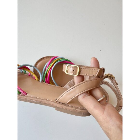 Girls' GAP Tan Faux Leather Rainbow Strappy Ankle Strap Sandals, Size 28/11 - Picture 5 of 11